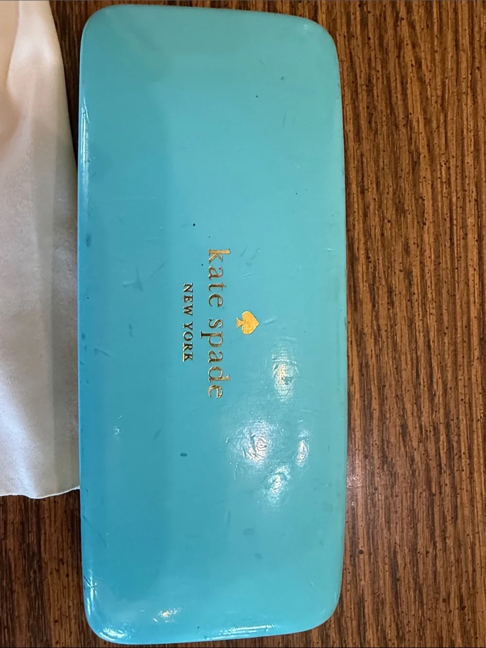 kate spade Green and Aqua Hard Shell Eyewear Case with Branded Cloth